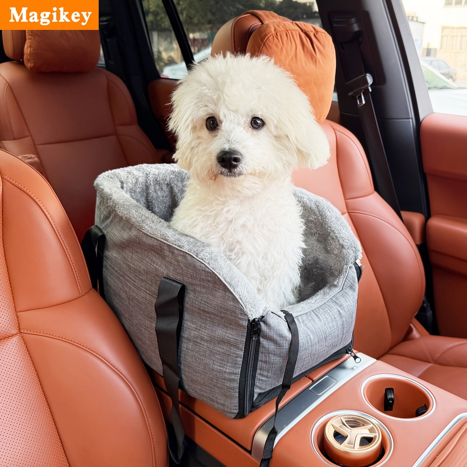 Magikey 1pc Is Suitable For Pet Car Seat Bags For Small And Medium-sized Dogs And Cats, Portable Travel Bag For Pets, Outdoor Pet Harness Bags, And Can Be Placed In The Central Armrest Of The Car