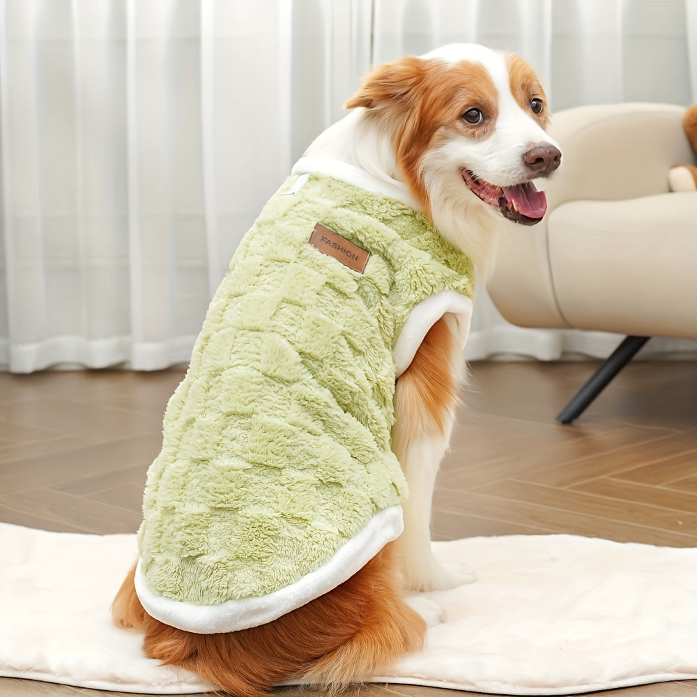 Cozy Plush Floral Dog Sweater for Large Breeds - Soft Fleece-Lined Winter Pet Apparel in Lime Green & White, Hand Wash Only, Perfect for Golden Retrievers and Other Dogs, Dog Comfort Wear | Pullover Dog Outfit | Plush Polyest
