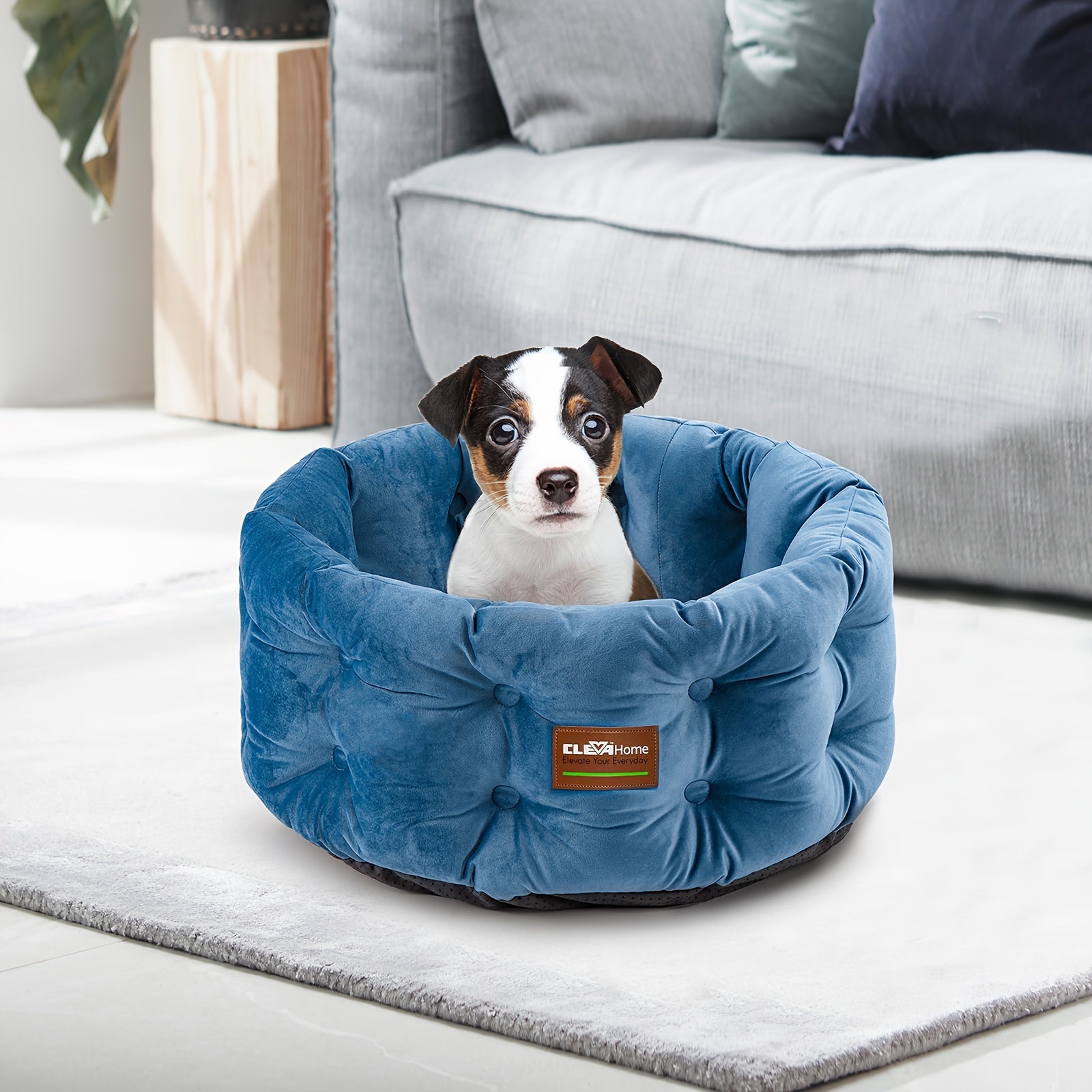 ClevaHome Deep Nest Cat Bed for Small Pets up to 15lbs - Round Cat Beds for Indoor Cats, Luxurious Velvet Feel, Extra High Sides, Machine Washable Comfort Pet Bed with Non-Slip Bottom