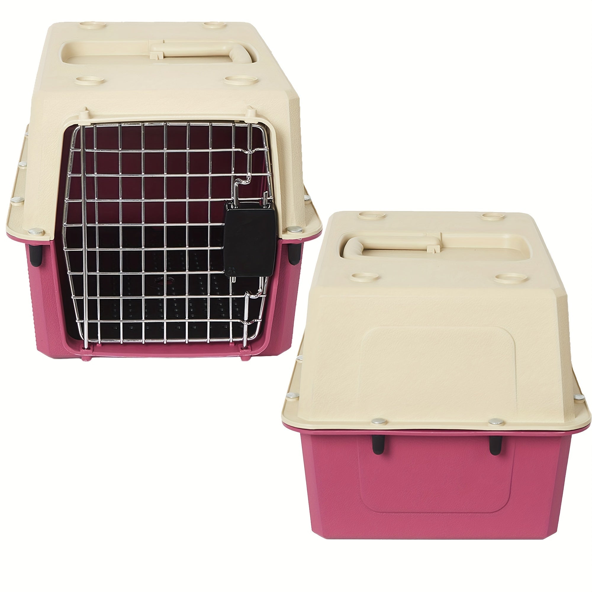 No. 4 Pet Harness Cat Harness Dog Kennel Airline Approved Kitty Travel Cage Plastic Lightweight and Safe, Suitable for Puppies, Rabbits, Cats, 2 Colors