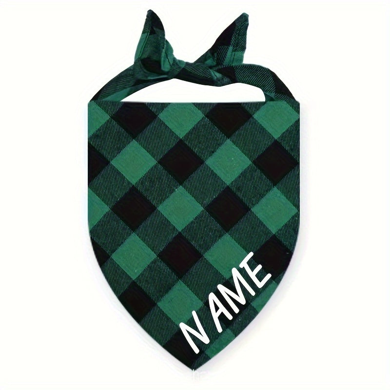 Fashionable Personalized Dog & Cat Plaid Scarf - Stylish Triangle Bibs for Pets - Durable Decorative Accessory, Customized for Your Furry Friends