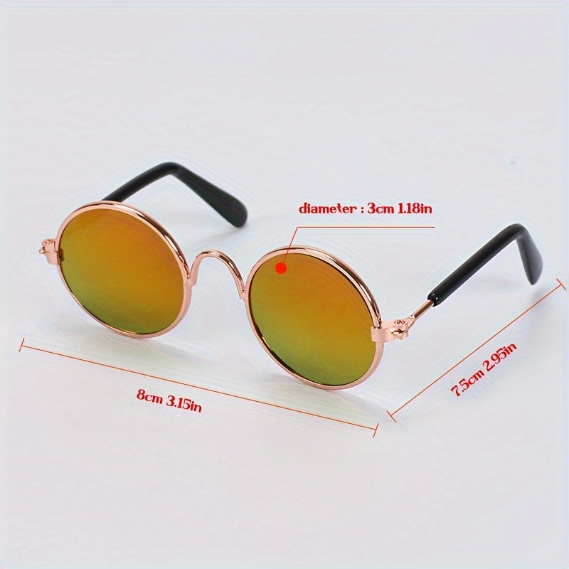 Whimsical Pet Fashion Glasses for Cats & Dogs - Fun & Stylish Round Frame Accessory, Perfect for Teddy Breeds & Unique Animal Fashion Statements, Cute Pet Accessories