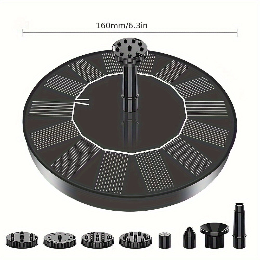 1pc Solar Powered Solar Fountain Water Pump With 6 Nozzles For Bird Bath, Pond, Garden, Backyard Decoration, Outdoor Aquarium