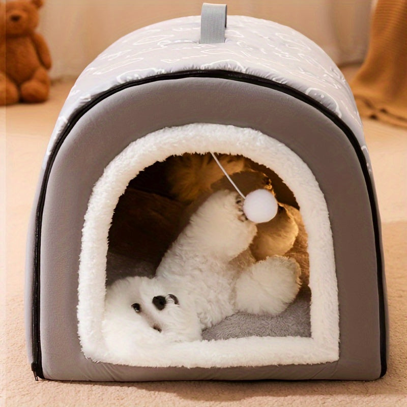 Cozy All-Season Dog House - Washable, Warm Pet Bed for Small to Large Breeds - Cartoon Design