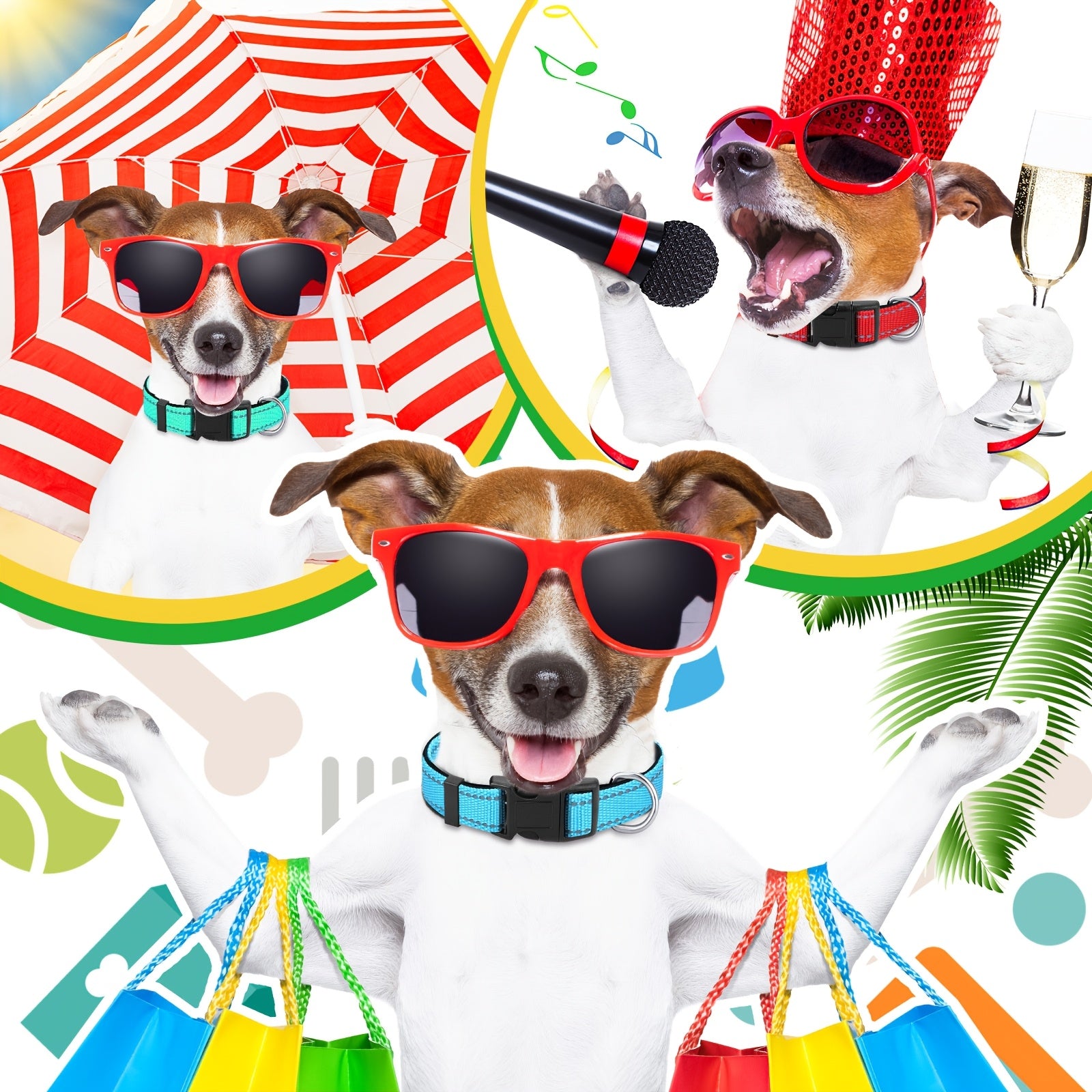 Outus 6-Pack Reflective Dog Collars, Cushioned Breathable Polyamide, Adjustable Safety Buckle, Pet Accessories for Small Dogs, Cats - Assorted Colors