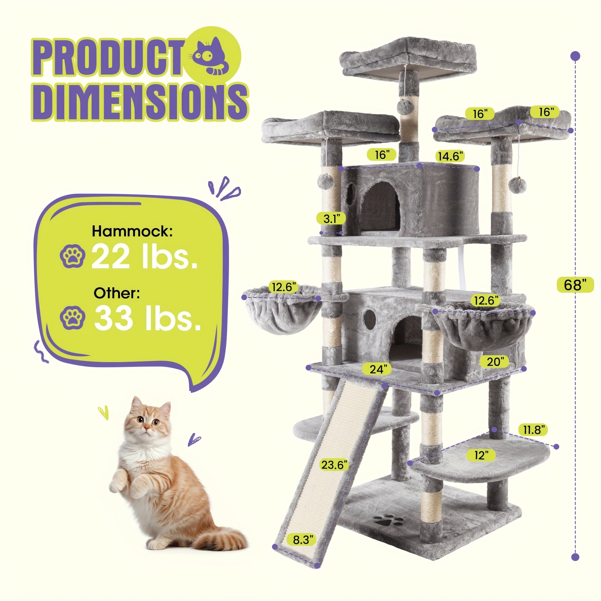 Multi-Level Cat Tree Tower for Indoor Cats