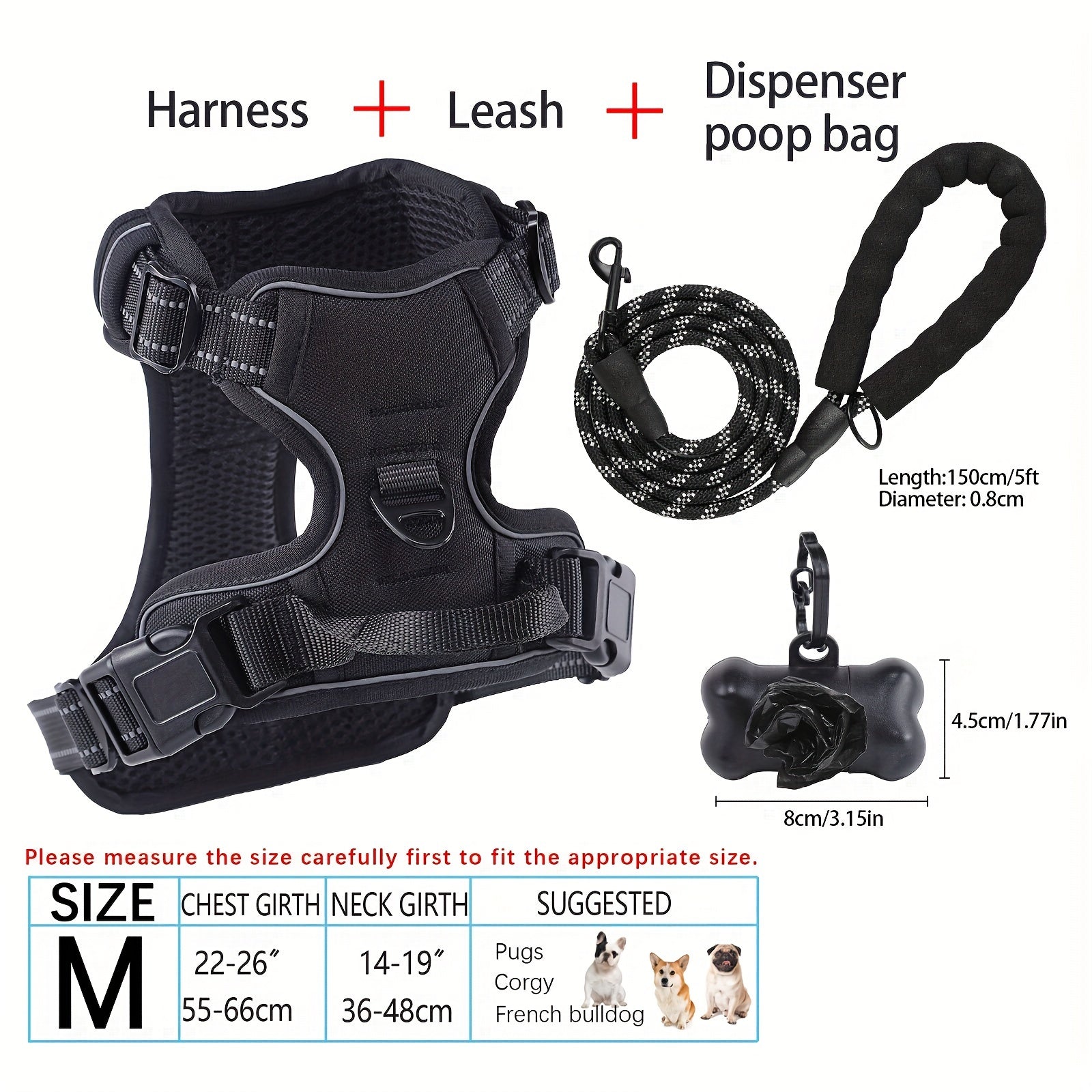 dog harness and leash set