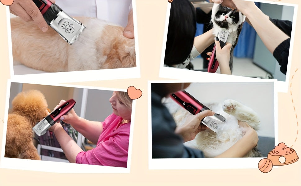 Professional Dog Grooming Kit - USB Rechargeable Electric Clippers with Thick Ceramic Blades, Brush & Measuring Tool Set for Cats and Dogs, Professional Dog Grooming Clippers, Dog Clippers for Grooming Professional Kit, Dog S