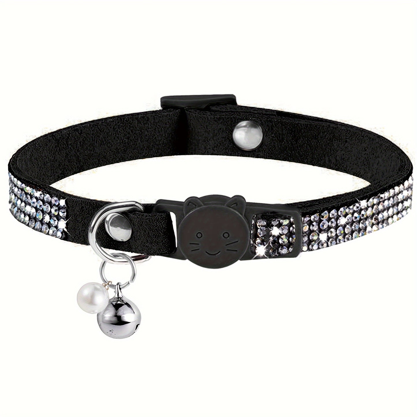 Rhinestone Cat Collar Breakaway with Bell, Precious Stone Cat Collar with Safety Buckle Quick Release for Individual Boy Small Kitten Pets Puppy, Cute Soft Female Male Cat Collars