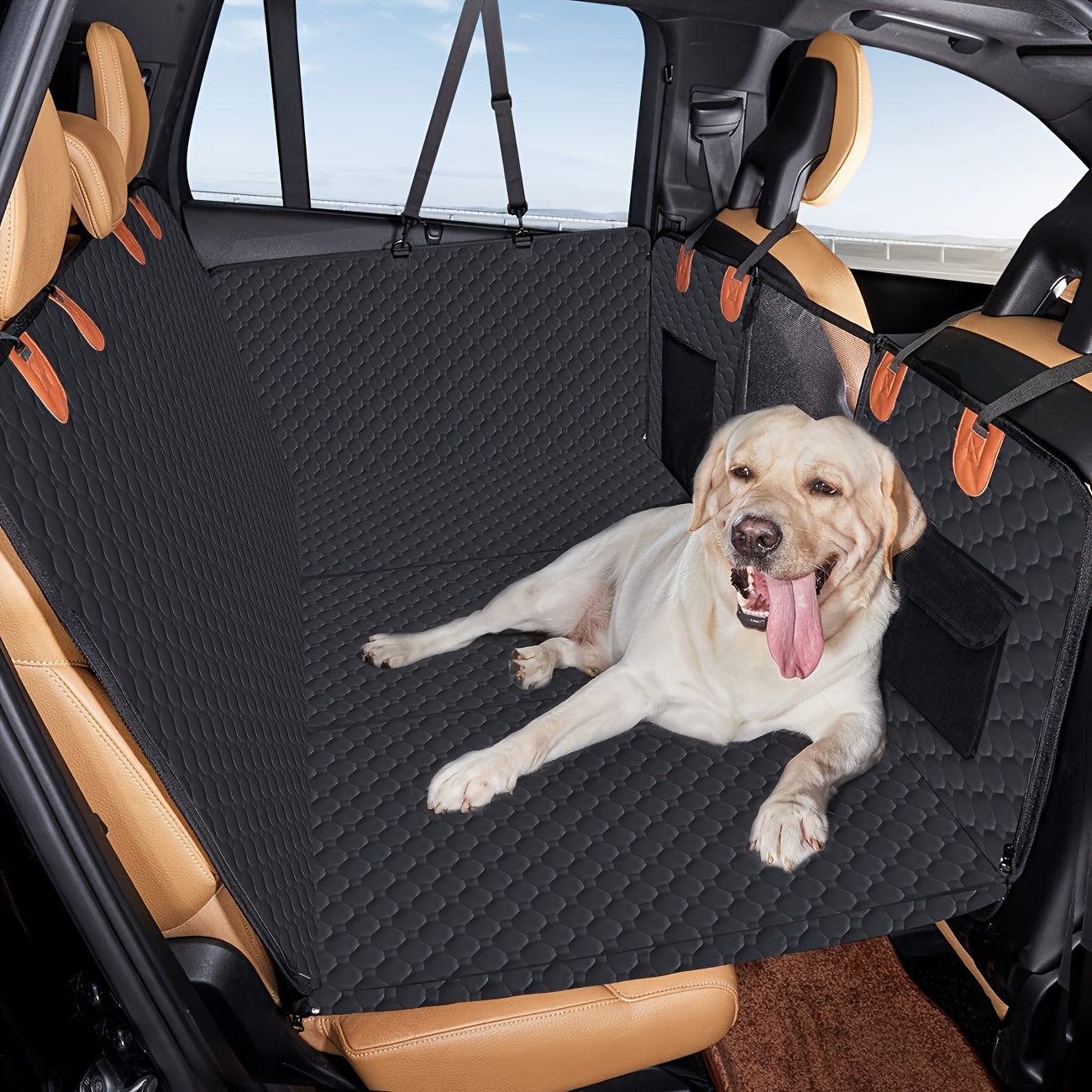 1pc Durable Waterproof Polyester Oversized Car Seat Cover, Portable Folding Pet Bed, Dog Hammock Backseat Extender, Fits Most Cars, SUVs & Trucks, Pet Travel Accessories