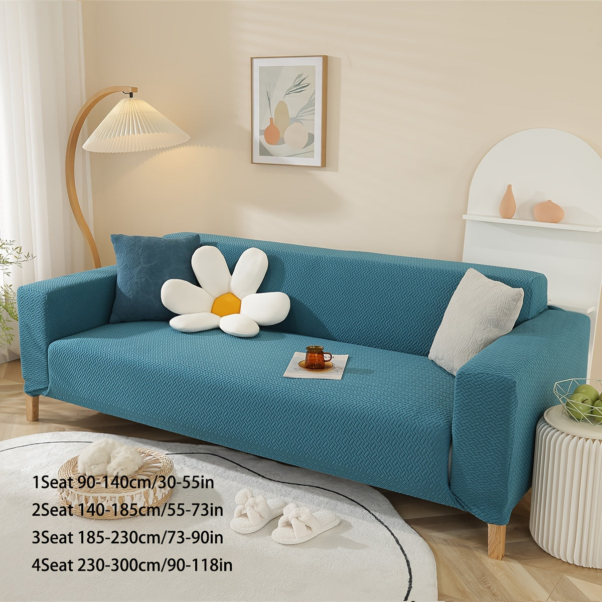 A Stretch Sofa Cover, Thickened Star Chain Knitted Jacquard Sofa Cover 1/2/3/4 Seat Sofa Protection Cover, Elastic at The Bottom, for The Family with Pets, Full-Bag Sofa Dust Cover