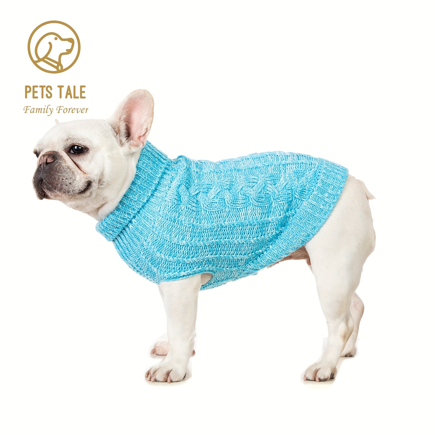 PETS TALE Dog Sweater Cable-Knit Pullover with Chain Detailing & Tag - Machine Washable Cozy Winter Sweater for Small, Medium & Large Breeds, Navy Blue, Dog Sweater for Small Dogs, Durable Petwear