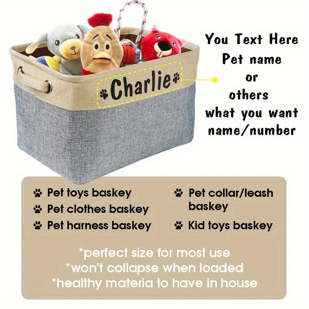 Foldable Pet Toy Storage Basket, Customizable Sturdy And Durable And Linen Storage Box, Without Battery