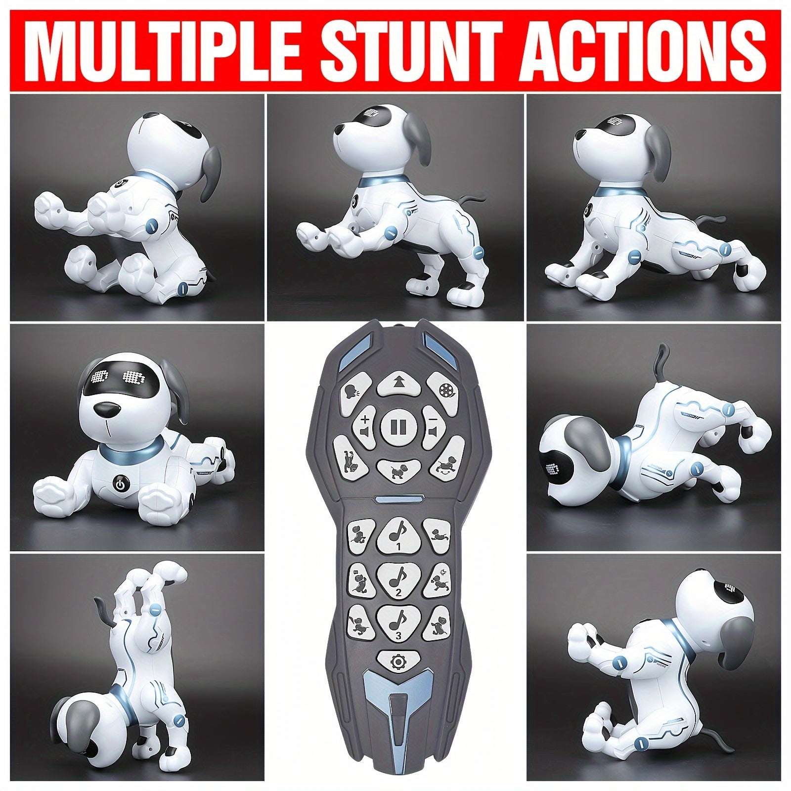 1pc ToyleFun Interactive Robot Dog with Remote Control, Voice Command, Dance & Song Functions, Rechargeable Battery, Infrared Sensing, LED Lights - ABS Resin Electronic Pet Toy for Kids