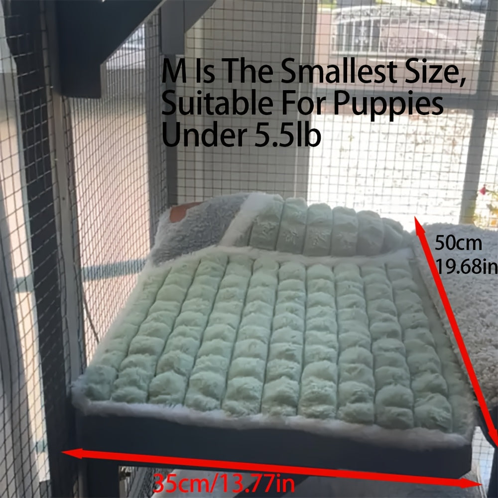 Soft Plush Pet Bed with Neck Pillow & Anti-Slip Bottom - Cozy Sofa Sleeping Pad for Dogs & Cats of All Sizes, Washable Winter Warmth Kennel Mat, Light Green Quilted Design, 42.13" x 31.50, Indoor Pet Bed | Hightop Bolster Bed