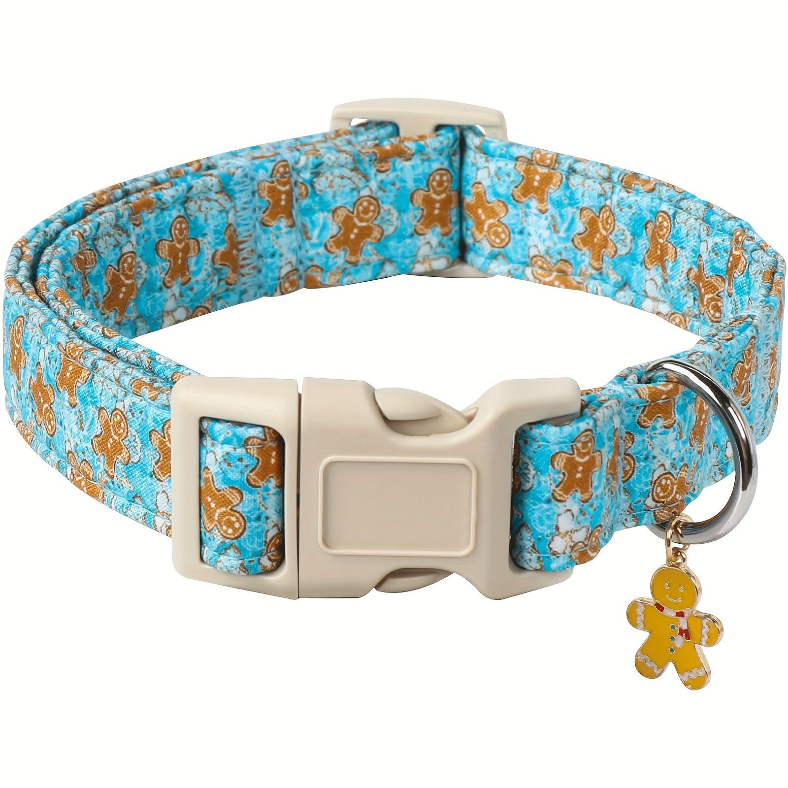 Festive Christmas Dog Collar with Santa & Snowman Prints - Adjustable, Soft Cotton Pet Collar for Small to Large Breeds - Includes D-Ring for Leash Attachment