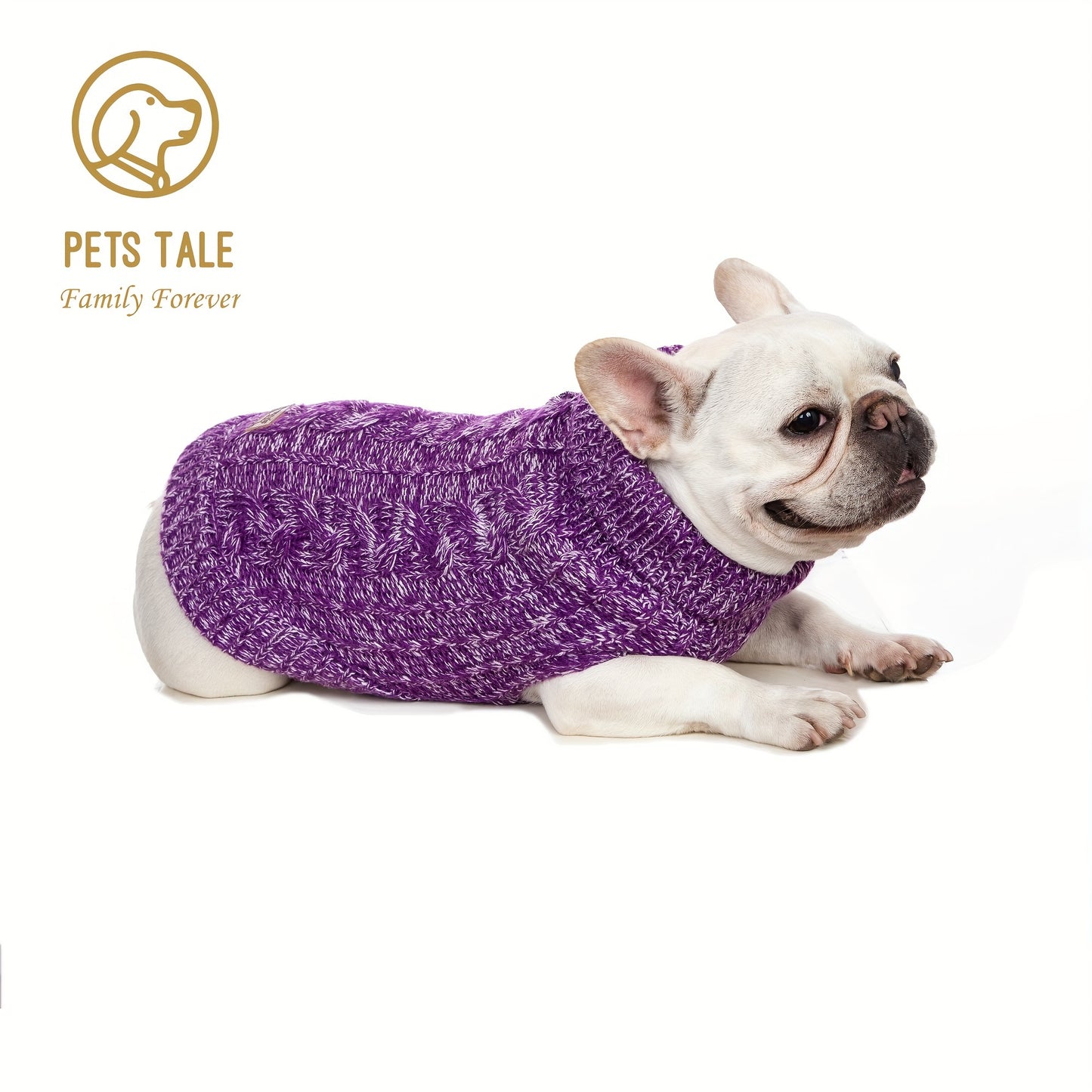 PETS TALE Dog Sweater Cable-Knit Pullover with Chain Detailing & Tag - Machine Washable Cozy Winter Sweater for Small, Medium & Large Breeds, Navy Blue, Dog Sweater for Small Dogs, Durable Petwear