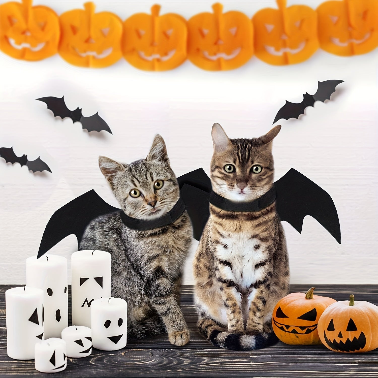Solid Color Polyamide Bat Wings Cat Costume - All-Season Pet Apparel for Mini & Toy, Small Breeds - Woven Non-Battery Halloween Cat Bat Wing Dress-Up Accessory