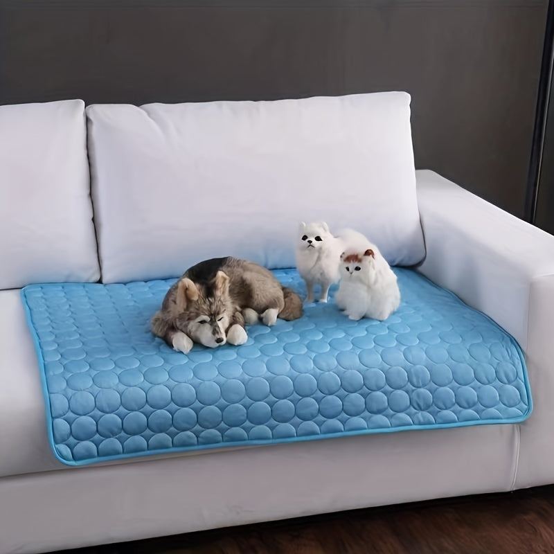 Cooling Dog Bed, Bite-Resistant Pet Mat, Breathable Ice Silk Cushion for Summer Comfort