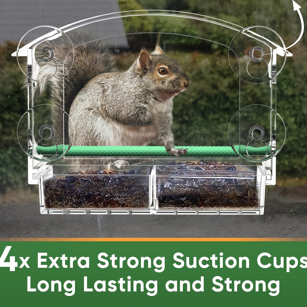 1pc Large Acrylic Window Bird Feeder - Feeders with Sliding Seed Holder, 4 Extra Strong Suction Cups, and Easy Cleaning Design for Outside Wild Birds