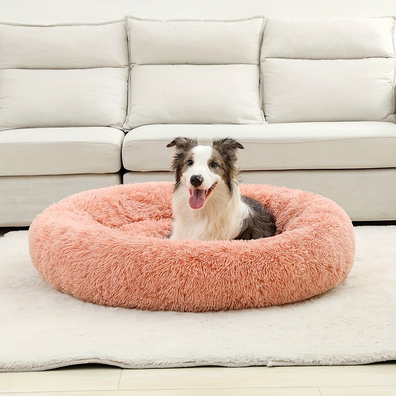 Cozy Fluffy Faux Fur Plush Pet Bed - Soft, Warming, Round, Long-Lasting Comfort for Small to Medium Dogs and Cats - Ideal for Cold Winter Nights and Snuggle Lovers