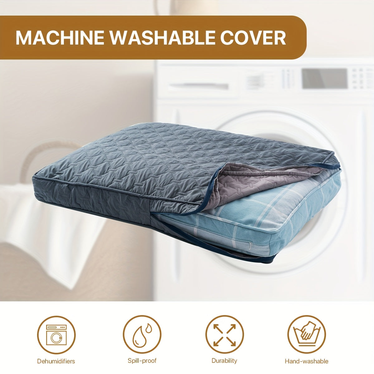 1pc & Machine Washable Dog Bed, Anti-Leakage Removable Dark Gray Pet Bed Cover, Dog Bed Protector Rainbow Dog Paw Furniture Cover for Extra Large, Large, Medium, Small Dogs