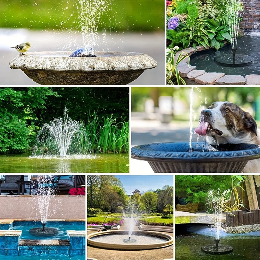 1pc Solar Fountain Pump, 1.5W Solar Bird Bath Pump With 6 Nozzles, Stand-Alone Portable Floating Solar Drinking Water Pump For Garden, Bird Bath, Pond, Swimming Pool, Outdoor & Backyard Aquarium