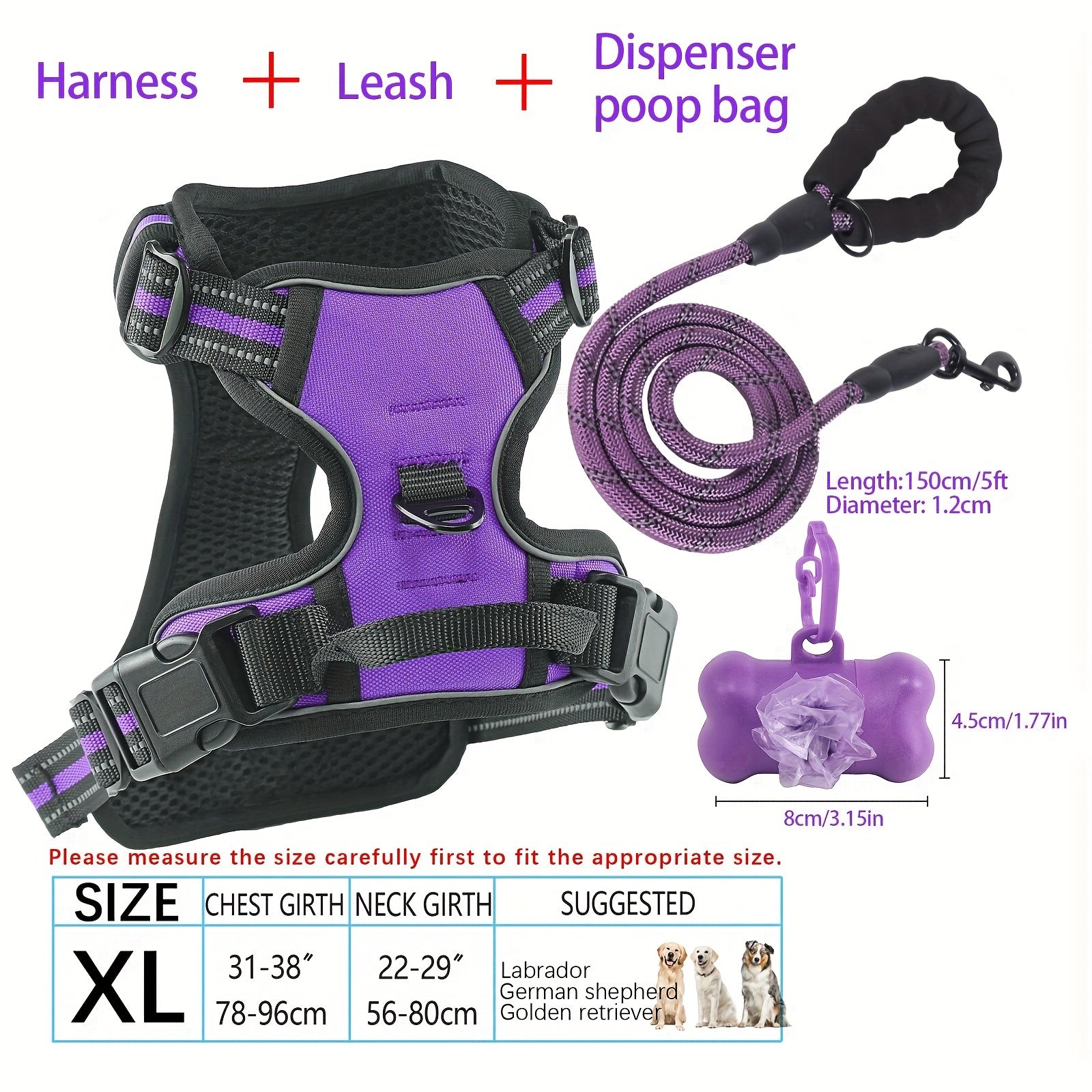 dog harness and leash set