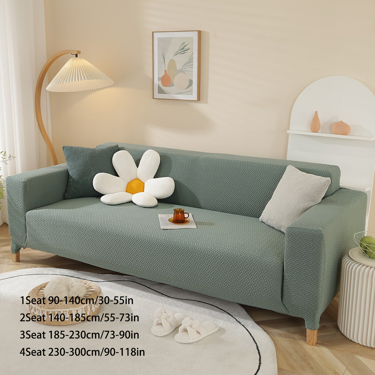A Stretch Sofa Cover, Thickened Star Chain Knitted Jacquard Sofa Cover 1/2/3/4 Seat Sofa Protection Cover, Elastic at The Bottom, for The Family with Pets, Full-Bag Sofa Dust Cover