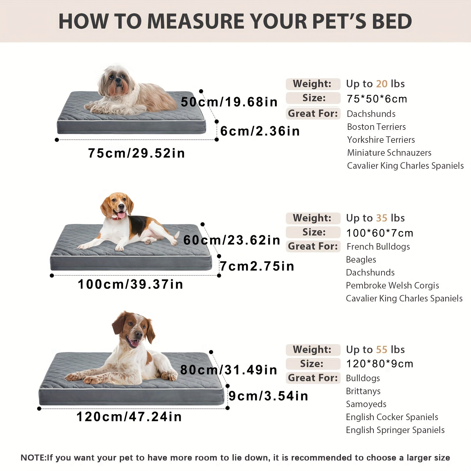 Orthopedic Memory Foam Dog Bed With Removable Washable Cover, Non-Slip Bottom - Rectangular Quilted Pet Bed For Dogs