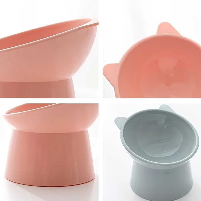 Ergonomic Elevated Cat Bowl – Angled & Raised Feeder for Neck Comfort – Sturdy Plastic, Non-Slip Design – Ideal for Food & Water, Perfect for Household Pets