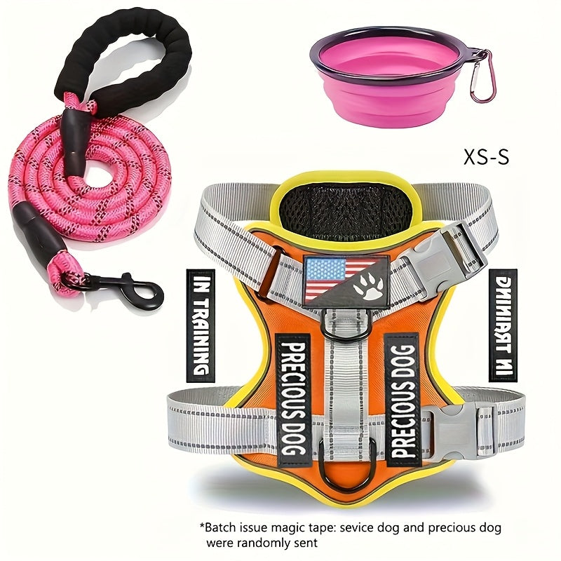 Service Dog Harness And Leash Set with 1pc Folding Bowl