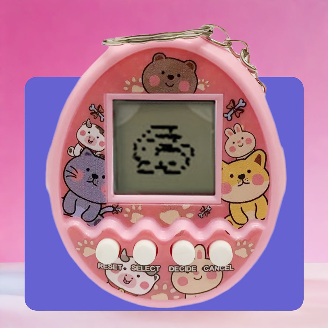 Holiday Gift Children's Electronic Pet Feeding Elf Virtual Pet Raising Mini Handheld Game Console Keychain Toy Raising Game Console