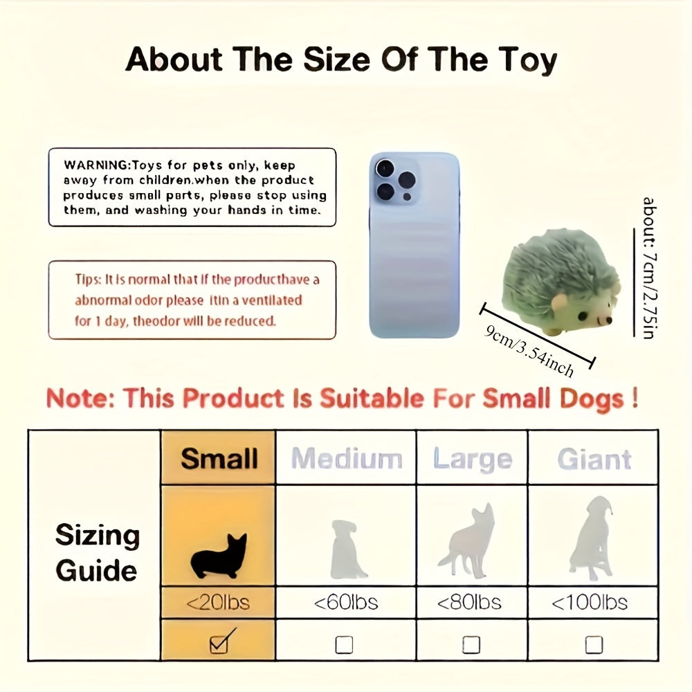 Durable Plush Hedgehog 1pc Plush Toy for Pets - Interactive Chew Toy for Long-Lasting Play, Suitable for All Breed Sizes