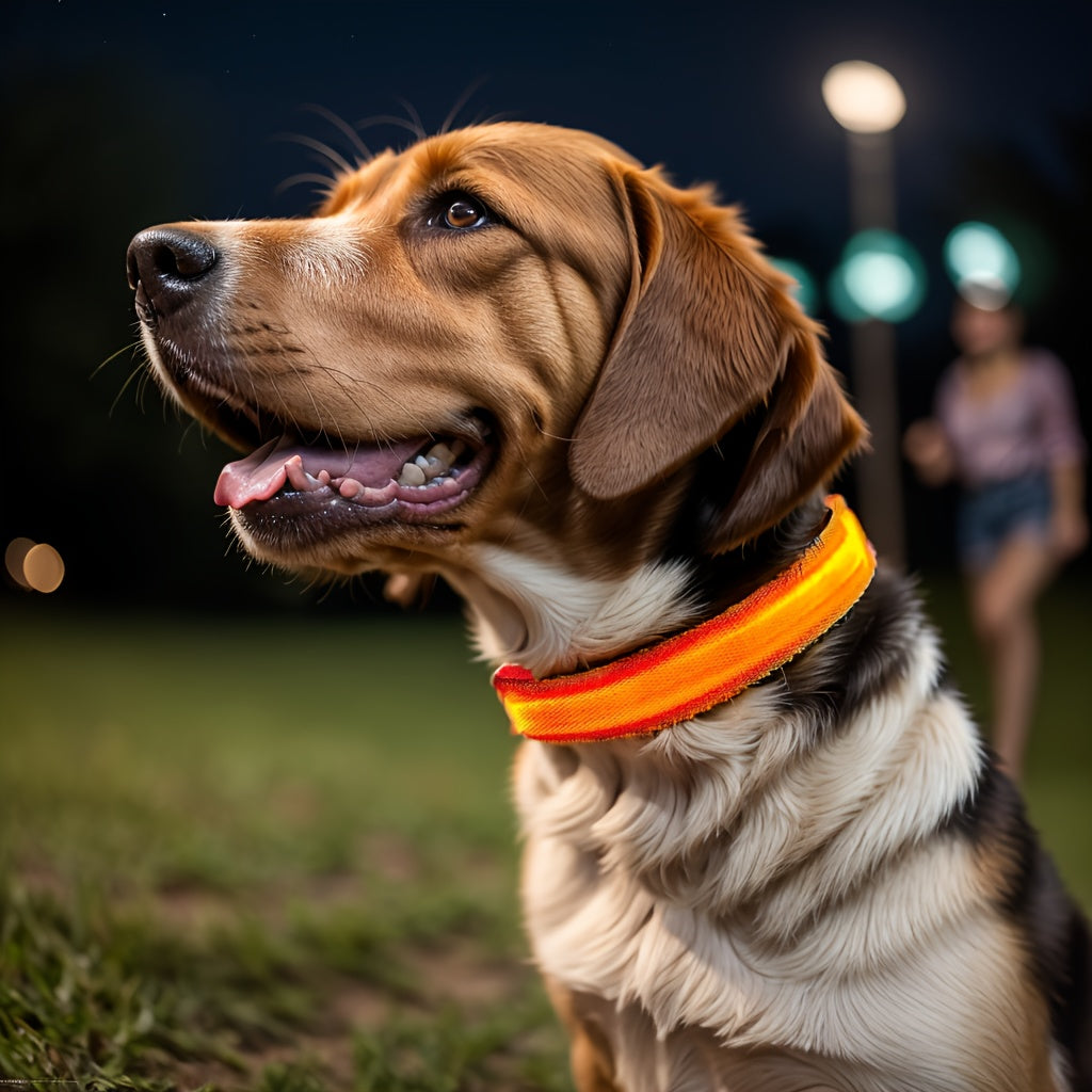 Glow-in-the-Dark LED Pet Collar for Small to Medium Dogs - Geometric Pattern, Durable Nylon Material, Keeps Your Pet Safe & Visible at Night, Walking