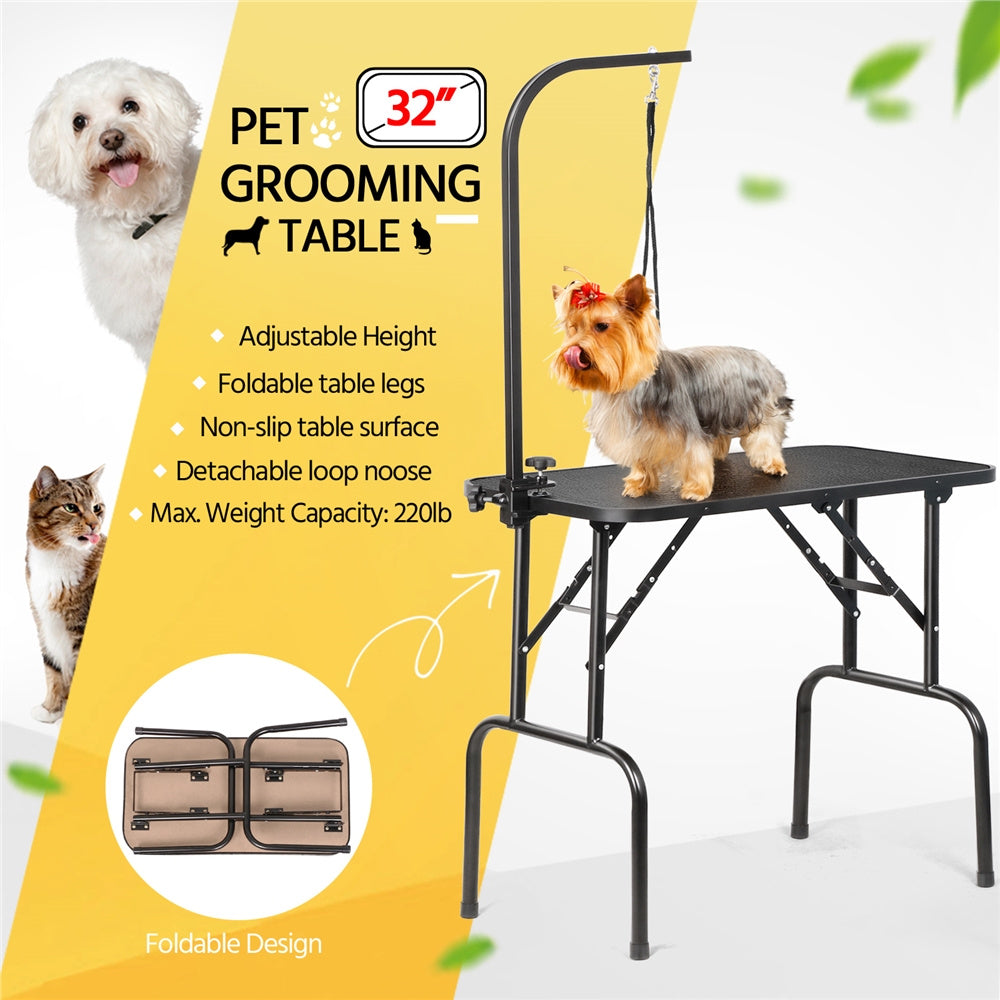 Costoffs Pet Foldable Grooming Table Dog Cat Beauty Trimming with Height Adjustable Arm Folding Legs Halloween Pet Grooming Table for Home or Professional Pet Store Uses