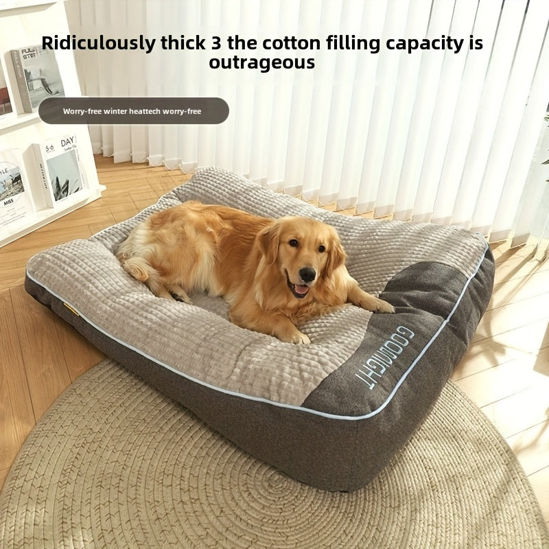 Deluxe Washable Dog Bed - Medium and Large, Double Side Optional, High and Low Side, All-season Detachable Mat, Warming Cozy Soft Pet Bed for Christmas Gift, Winter Warm Animals Sleeping Sofa