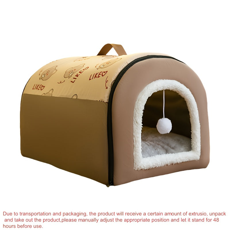 Cozy All-Season Dog House - Washable, Warm Pet Bed for Small to Large Breeds - Cartoon Design
