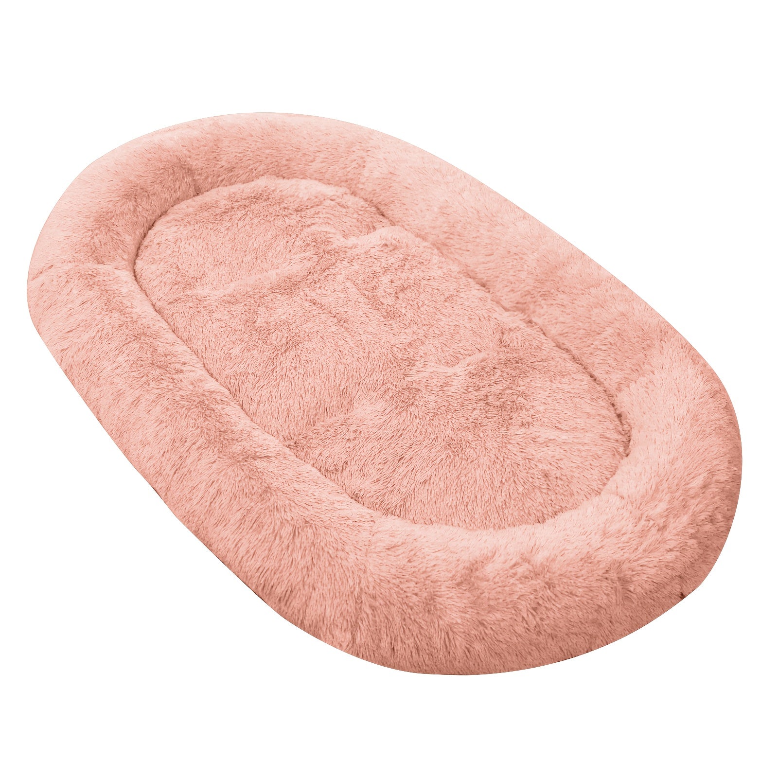 Extra Large Orthopedic Human & Dog Bed with Plush Pillow & Blanket - 71"x45"x12" Washable Faux Fur Pet Couch, Non-Slip Base, Removable Cover - Grey Bed for All Dog Breeds (Small/Medium/Large Dogs) & Cozy Napping Companion for