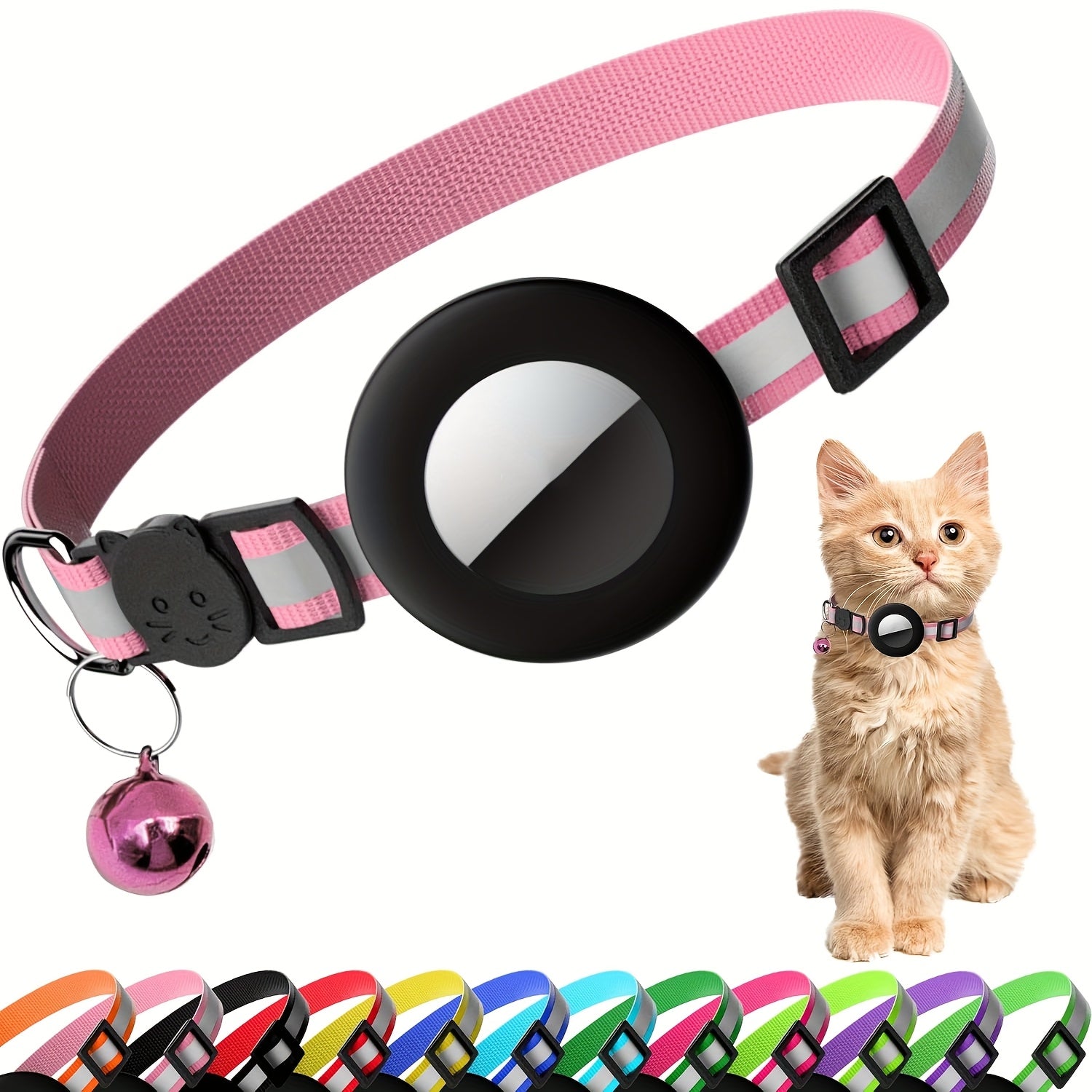 Reflective Breakaway Safety Buckle Cat Collar with Bell