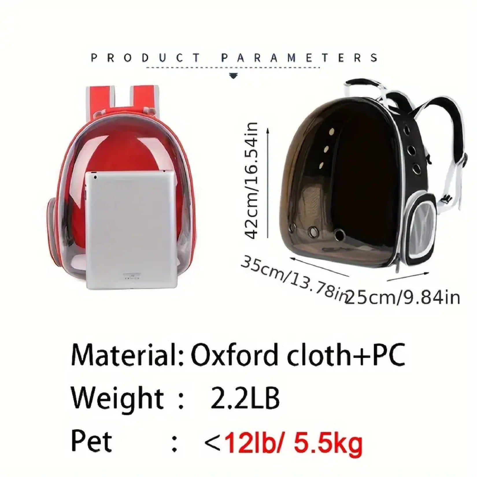 Cat pet harness backpack, cat carrier, portable transparent space capsule pet carrier for outdoor use, breathable cat backpack