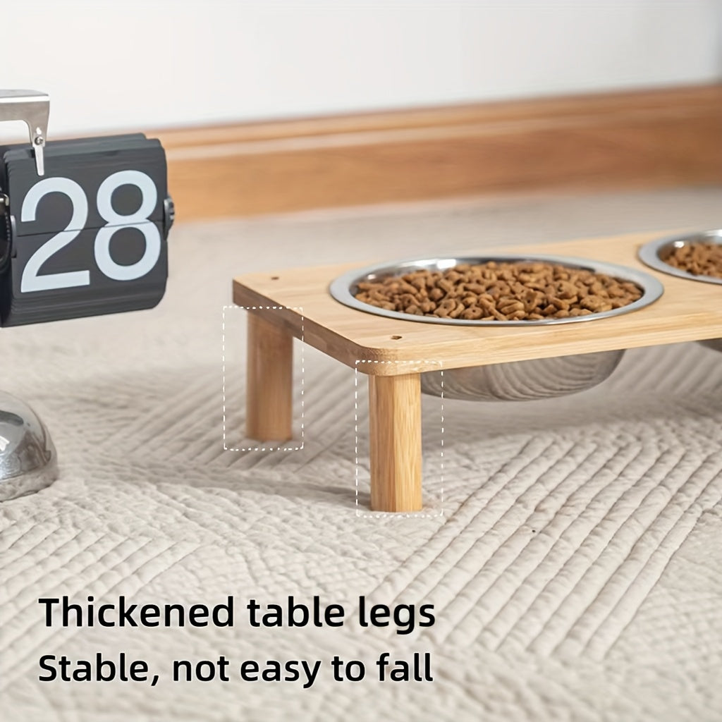 Cat High-Table Bowl, Cat Food Bowl, Cat Food Tray, Cat Food Bowl, Cat Water Bowl, Puppy Bowl, Puppy Food Tray, Puppy Water Bowl, Pet Feeding and Watering Bowl, Two Bowls, Three Bowls Design, Stainless Steel Material, Heighten