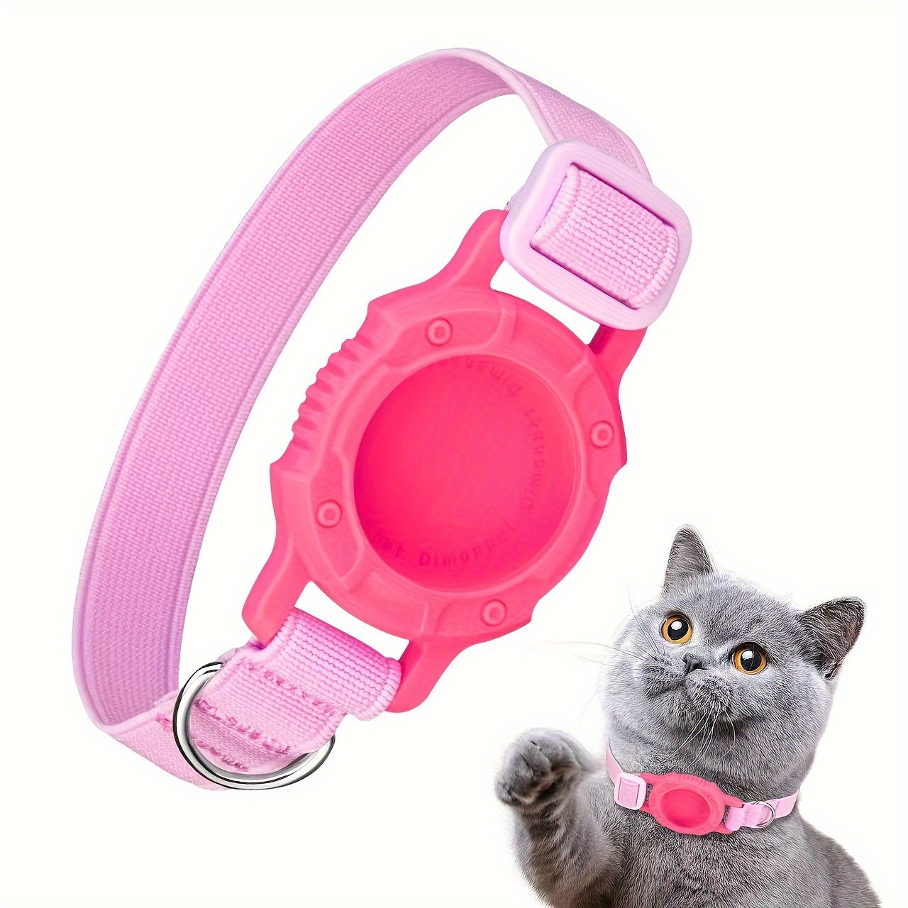 1PC Cat Collar with Locator Slot - Anti-Lost Tracking Holder - Durable ABS Material Accessory for All Breeds - Lightweight Adjustable Pet Collar with GPS Tracker Compartment