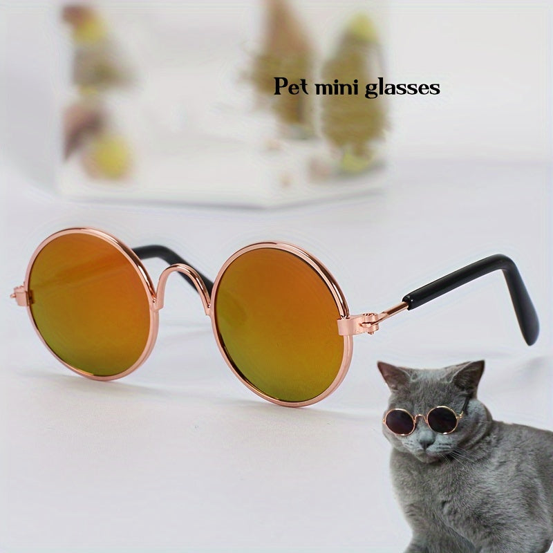 Whimsical Pet Fashion Glasses for Cats & Dogs - Fun & Stylish Round Frame Accessory, Perfect for Teddy Breeds & Unique Animal Fashion Statements, Cute Pet Accessories