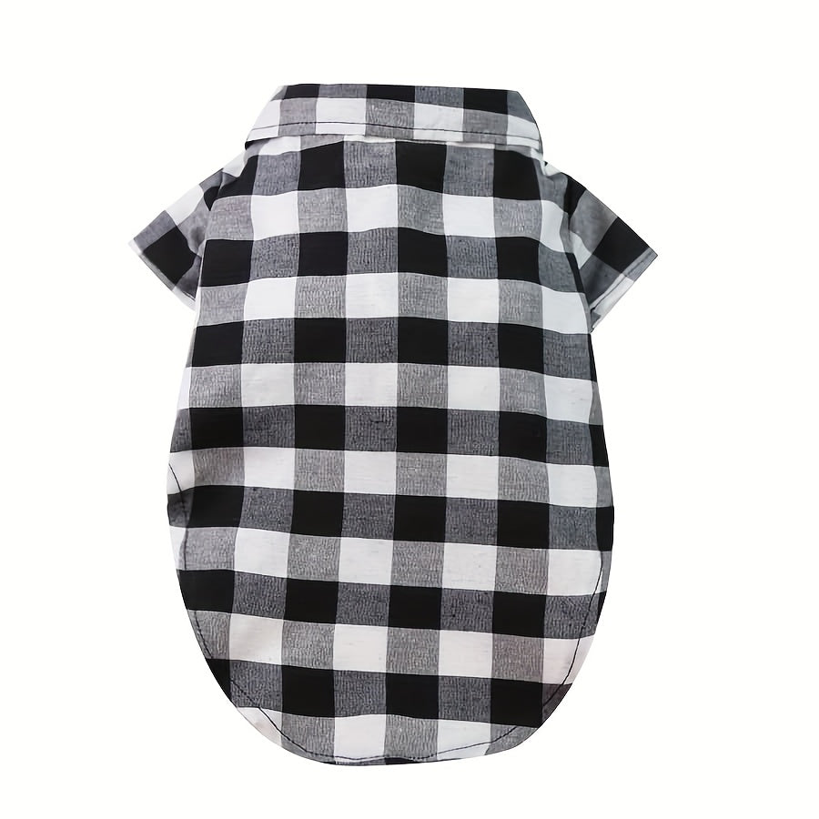 Chic Plaid Dog Shirt - Polyester Pet Apparel for Small to Medium Breeds, Ideal for Weddings & Special Occasions, Cute Dog Clothes