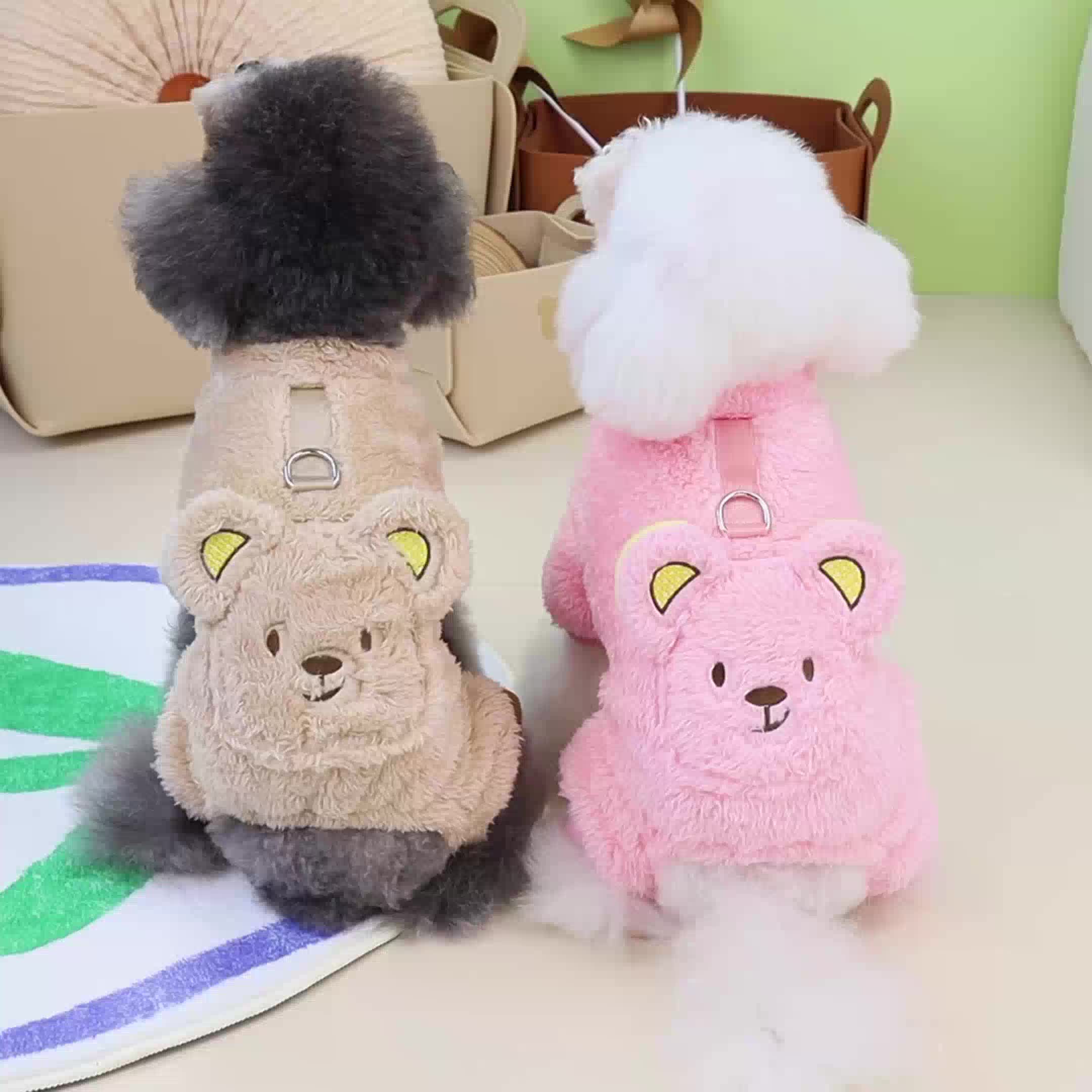 New Thickened Pet Apparel - Warm, Cute Bear Design, Plush Backpack Dog Sweater for Autumn and Winter - Soft, Cozy, and Adorable Dog Jumpsuit