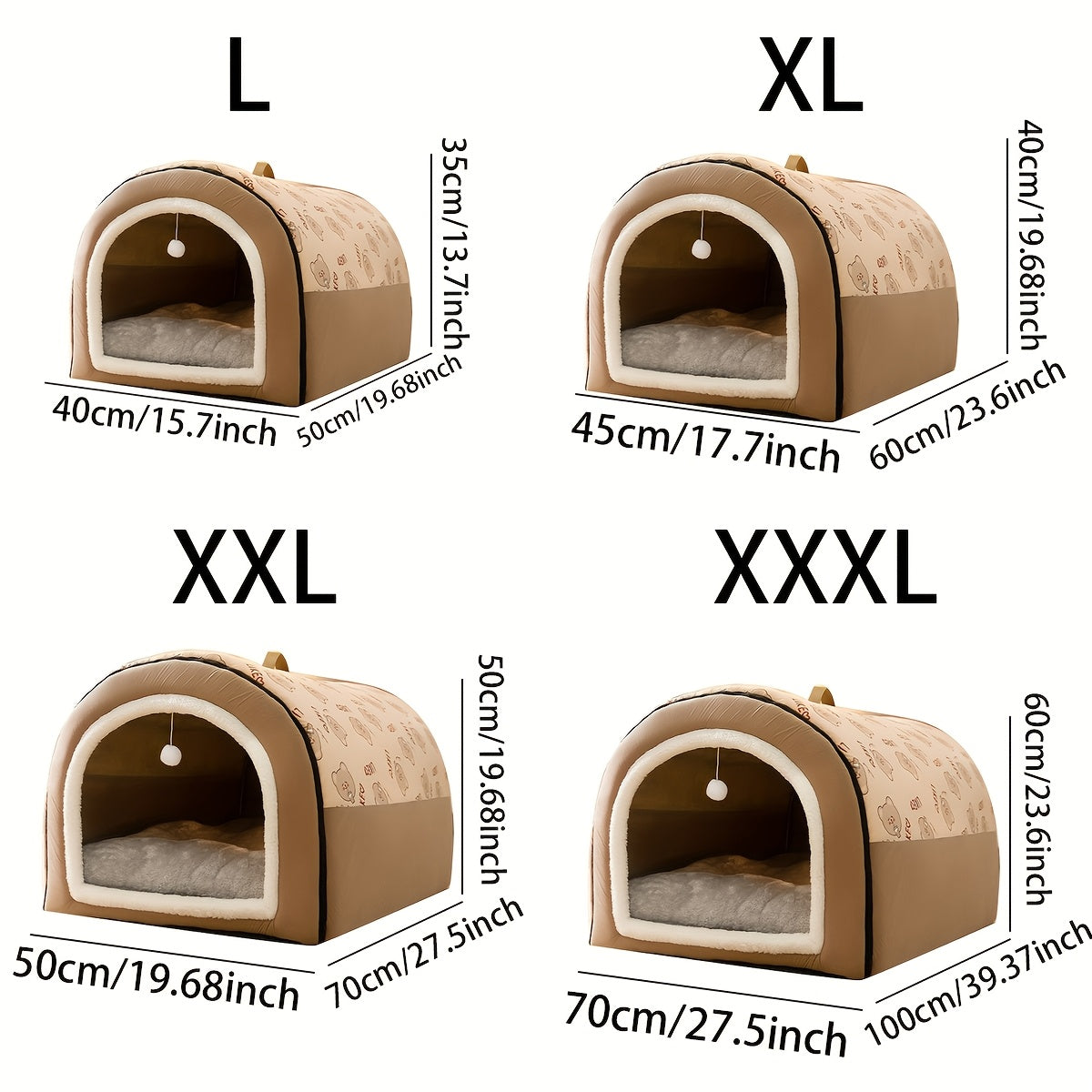 2in 1 All-Season Cozy Pet Bed - Indoor/Outdoor Dog & Cat House, Warm Cave Nest for Small to Large Breeds