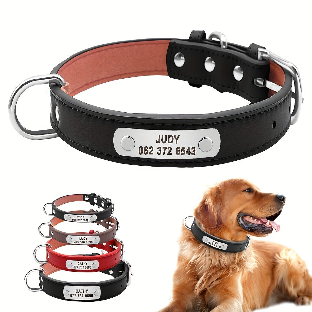 Custom Engraved Dog Collar with Personalized ID Tag