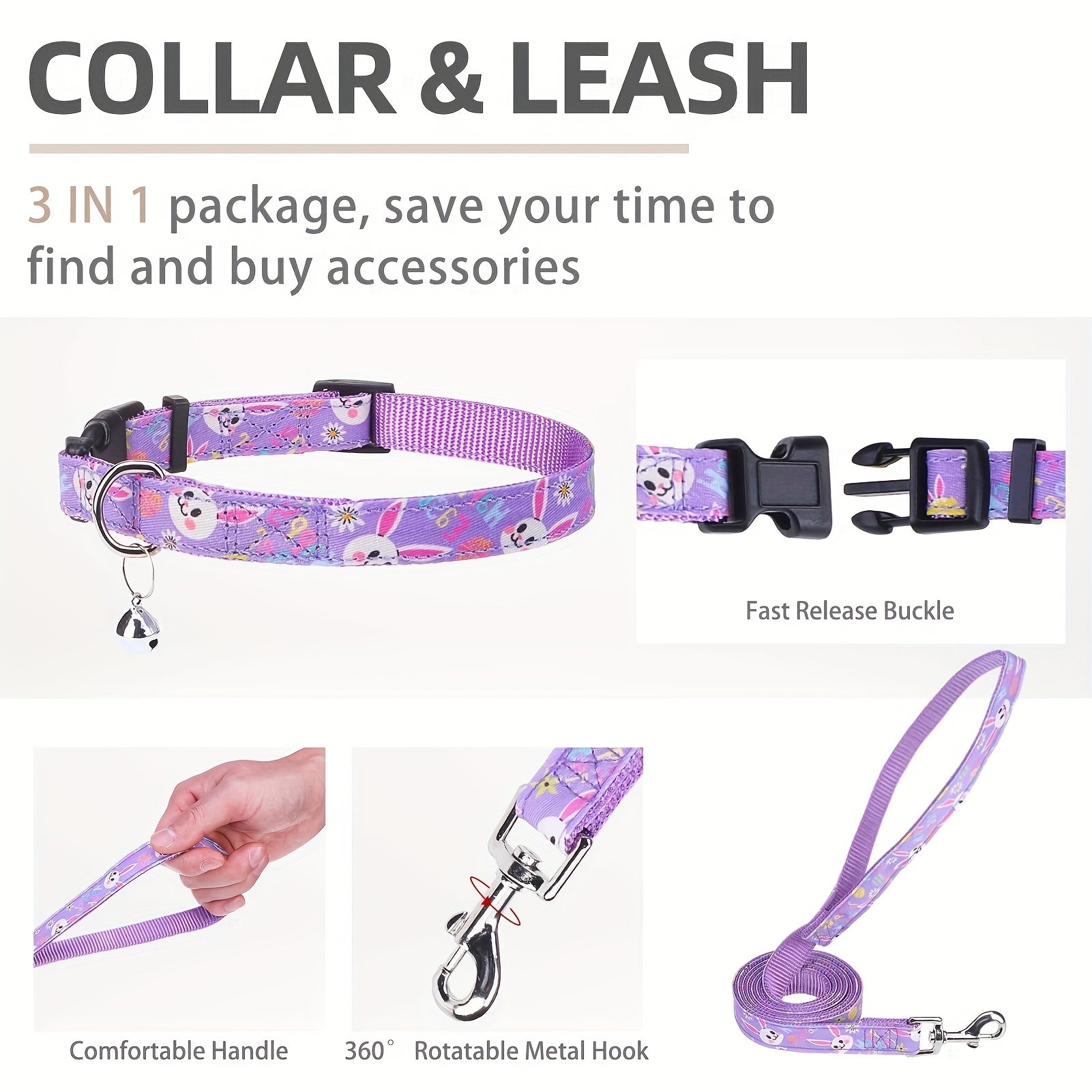 Adjustable Dog Harness Collar And Leash Set For Small Dogs