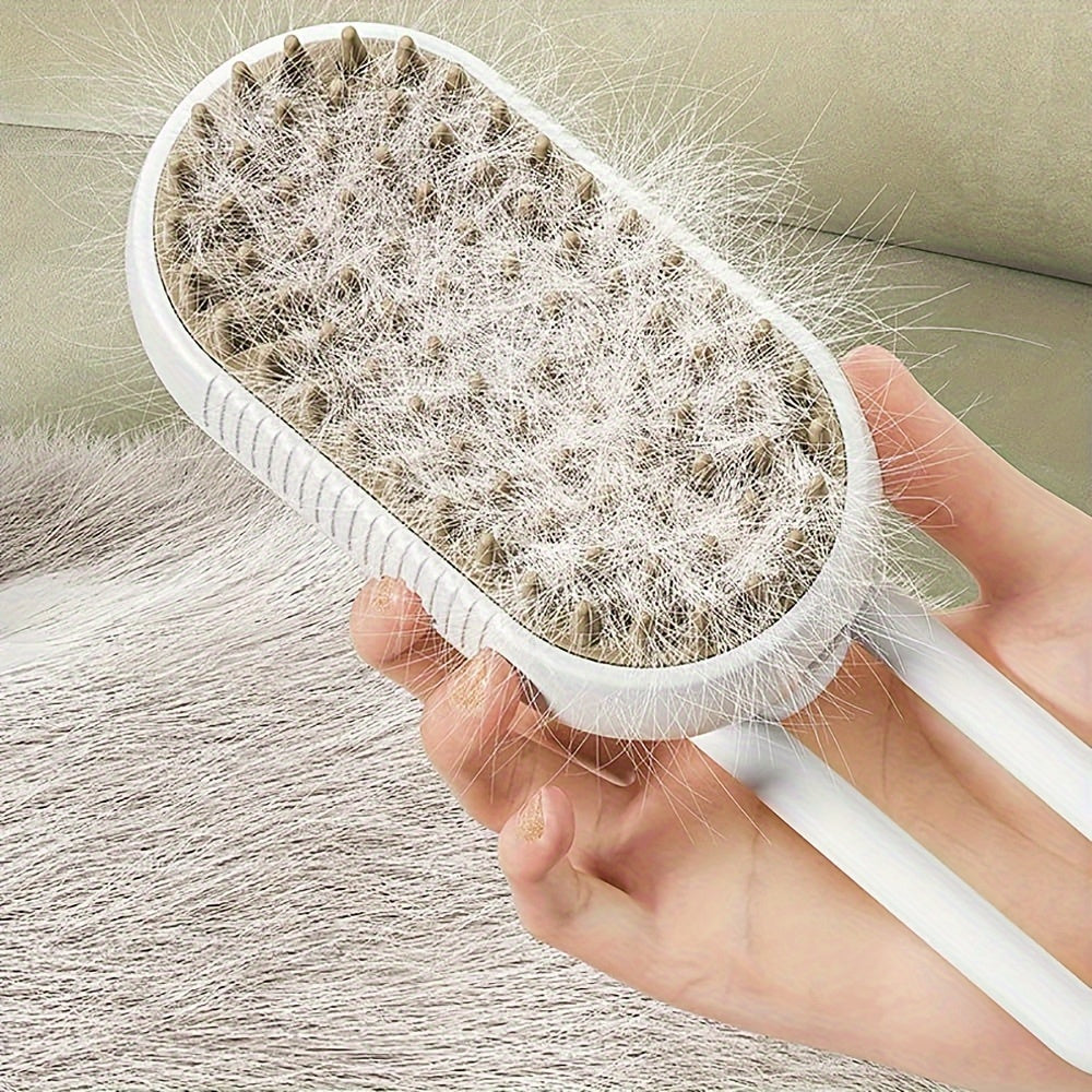 1pc 3-in-1 Self-Cleaning Cat Steam Brush Steamer for Massage, Removing Tangled and Loose Hair, Pet Grooming Essential